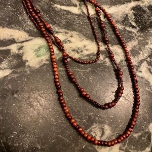 Vintage boho wooden beaded necklace